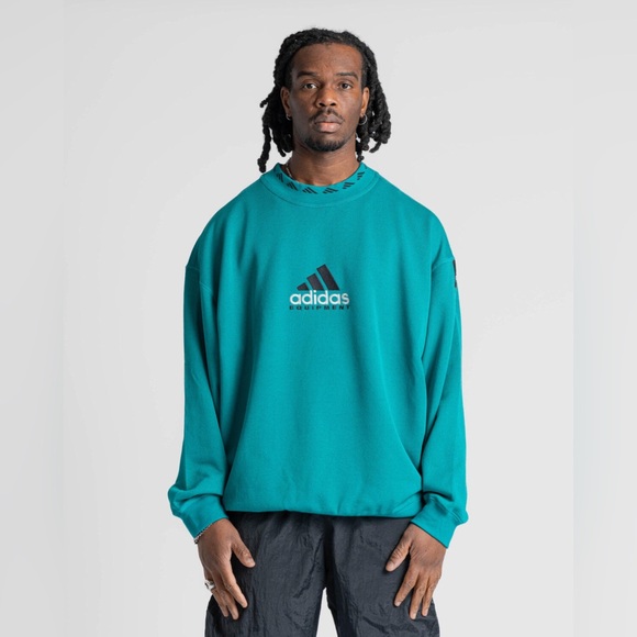 Adidas Equipment Reflective Sweatshirt Men M LOOSE FIT Green EQT Crewneck $190 - Picture 3 of 16
